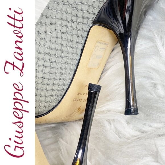 GIUSEPPE ZANOTTI Sloane Snake Print Peep Toe Stiletto Platform Heels Gray, 36 - Picture 7 of 10